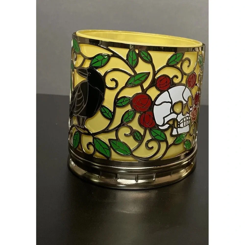 Bath & Body Works Enchanted Skull And Roses 3‎ Wick Candle Holder Halloween 2023